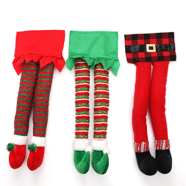 4 stycken Jul Vinflaskor Omslag Juldagsdekorationer Tomte Snögubbe Älg Säckväv Rödvinsflaskor Omslag