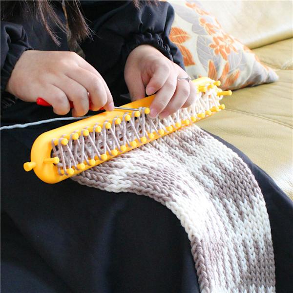 Stickvävstol DIY Hantverk Vävstol Plast Pompom Socka Hatt Sjal Sömnad Verktyg Scarves Maker Virka Långt handtag Vävverktyg