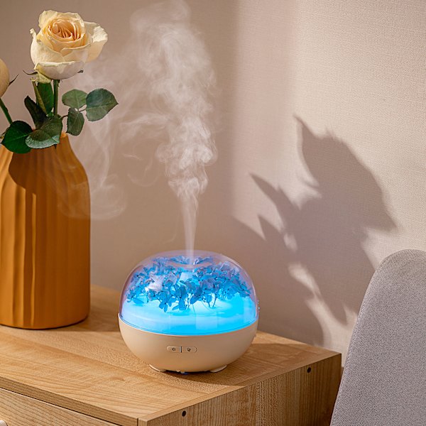 Forever Flower Luftfuktare LED Nattljus Aromaterapi Diffuser (blå)