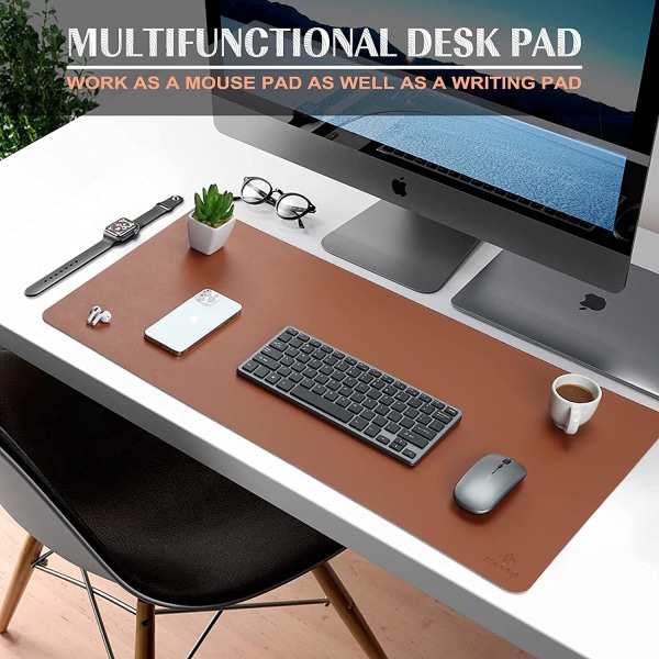 Skrivbordsmatta, Skrivbordsmatta, Skrivbordsmatta 35cm x 60cm, Laptopmatta, Skrivbordsunderlägg för kontor och hem, dubbelsidig (brun)