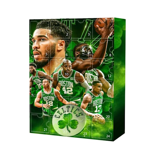 2D-kalender NBA Boston Celtics med julemotiv 24 gaver kalender med julemotiv til dukker Jul sjove legetøj B