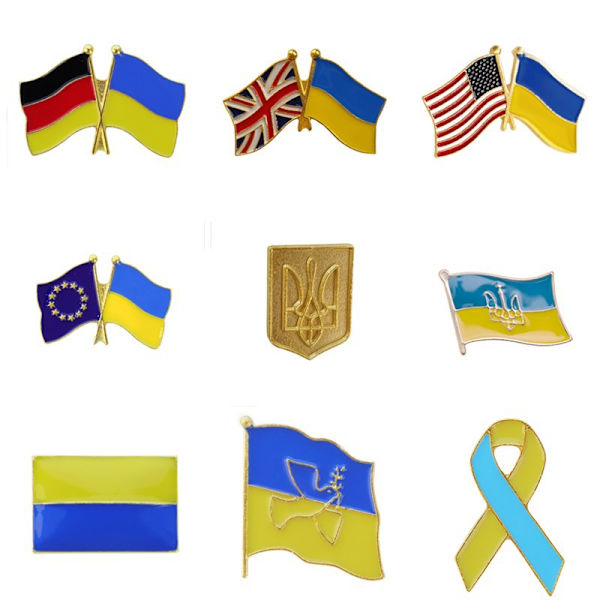 3 stycken Ukraina Landsflagga Nål Slagstift Brosch Badge För Unisex Kvinnor Män (EU - Ukraina)