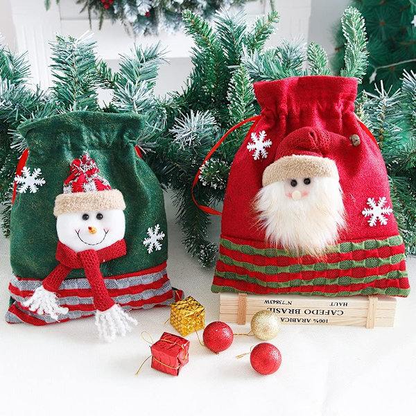 Stora julstrumpor Santa Snowman Deer Set Väskor Julfest Fritidshusdekorationer Öppen spis Ornament Set C