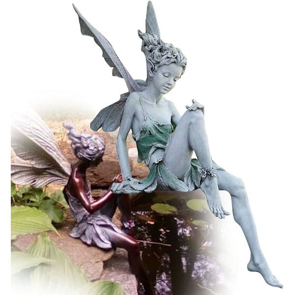 Hartsprydnad Dekorativ trädgårdsprydnad Fairy Staty Trädgårdsprydnad 18 cm hög Fairy Figurine Resin Hantverksdekoration för studier Vardagsrum Vit