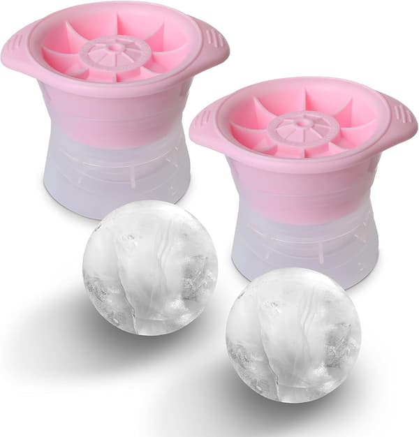 Store sfæriske isbitformer 6cm Sett med 2 (Rosa)