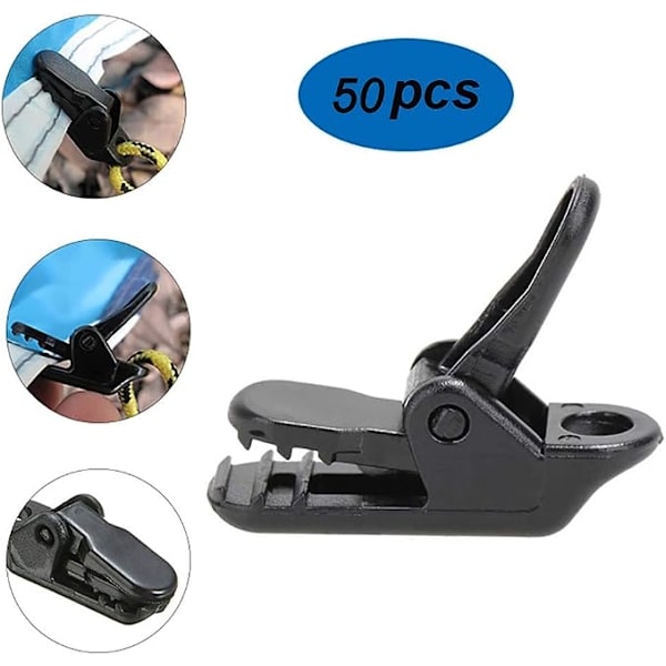50 stk. plastikclips til telt, presenningsclips, markiseclips, tilbehør til camping- og baldakinaktiviteter