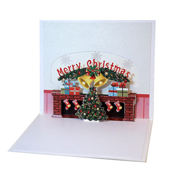 5 stycken färgtryck julmantel jul tredimensionellt gratulationskort 3D papperssnideri kreativt välsignelsekort