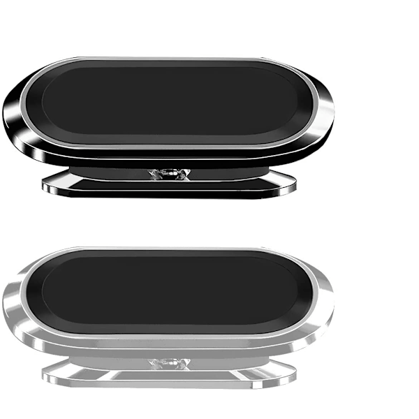 2 stk. Magnetisk Biltelefonholder, Super Magnet 360° Justerbar Mobiltelefonholder, Skridsikker Smartphoneholder til Universal Bil (Sort & Sølv)