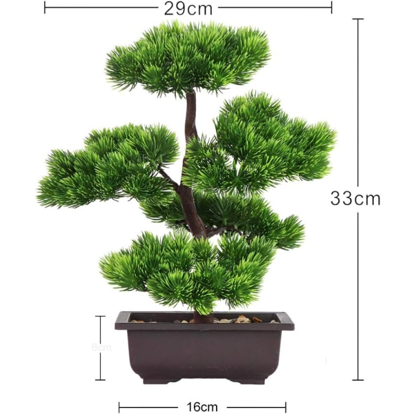 Konstgjord bonsaiträd falsk växtdekoration Konstgjorda hemväxter i krukor Japansk tall bonsaiväxt 33 cm hög för heminredningsskärm