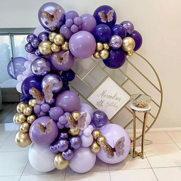 Lila Ballonger Garland Arch Kit, 122st 18 12 10 5I Ljus Pastell Mörk Metallic Lila Vita Ballonger Konfetti Latex Lavendel Ballonger för Kvinnor Birt