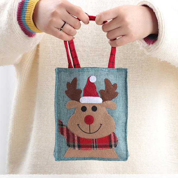 4 stk. Julegavepose for barn Ny Julelin Apple Bag Godteripose Julaften Gavepose 33*17*12cm