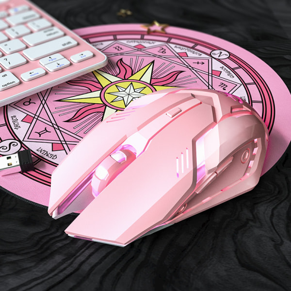 Bluetooth trådlös mus Söt rosa Mute Game Uppladdningsbar mus