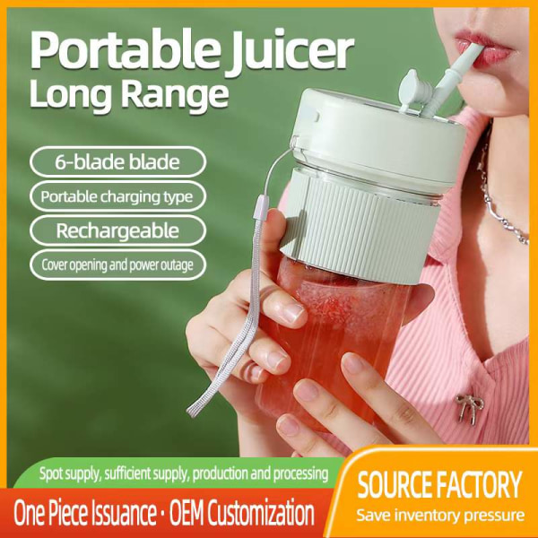 2024 Ny Wireless Juicer Portable With Straw Outdoor Fruit Cup Household Mini Juicer Cup Usb Charging Small Juicer pink