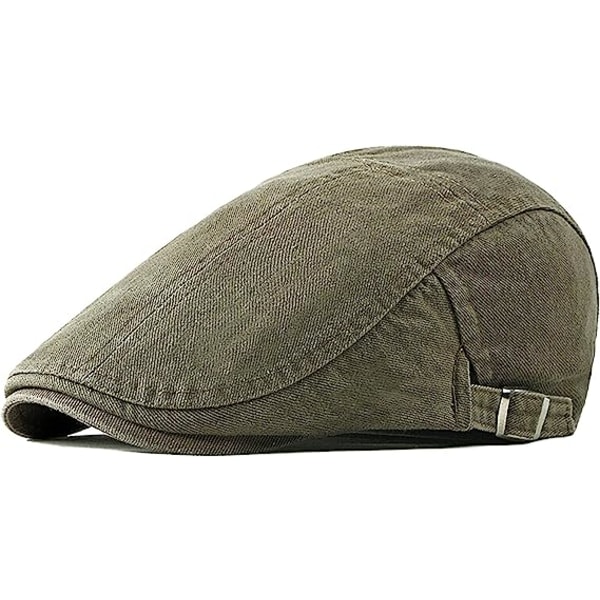 Flat kepsar för män, Vintage Basker cap för kvinnor, Peaky Newsboy Irish Hats, Justerbar Flat Cap, Army Green