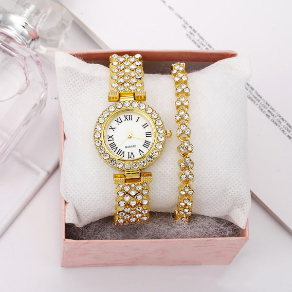 Diamantinlagd watch Watch Quartz watch Watch (guld)