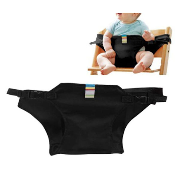 Foldbar Bærbar Spisestol Sikkerhedssele Beskyttende Spænde Bælte Til Baby Og Småbørn (sort)