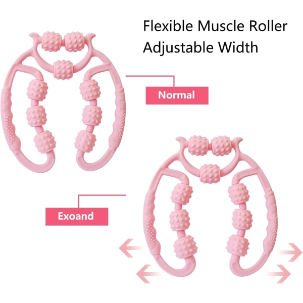 Fit Roll Pro Massager Cellulit Trigger Point Massage Roller, multifunktionell för nacke, armar, ben, vävnader Smärtlindring och Deep Fascial Release Rosa