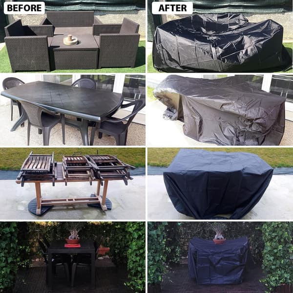 Havemøbelovertræk Polyester Vandtæt Beskyttelsesovertræk til Havemøbler Sort 170x94x70 cm