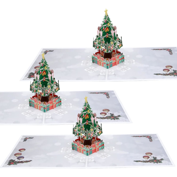 Pop Up-kort 3D-kort Julekort med konvolutt (3 stk. julekort)