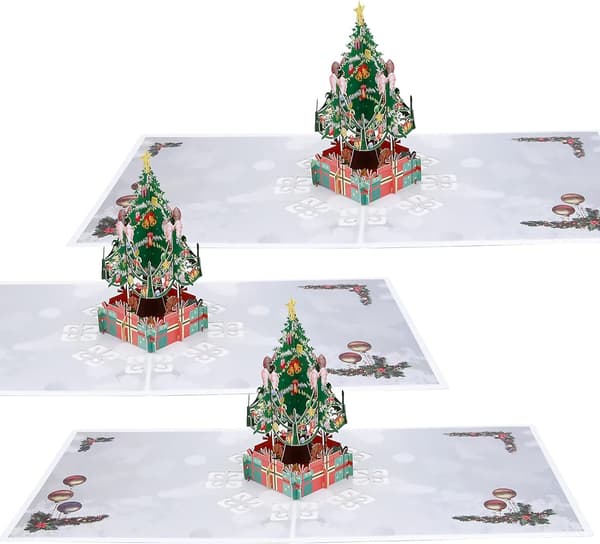 Pop Up-kort 3D-kort Julkort med kuvert (3 st Julkort)