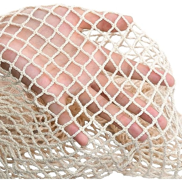 [2-pakning] Premium nettinghandlenett, gjenbrukbare frukt- og grønnsaksposer, lange håndtak, 100 % bomullsnettposer, frukt- og grønnsaksposer, beige (Portab