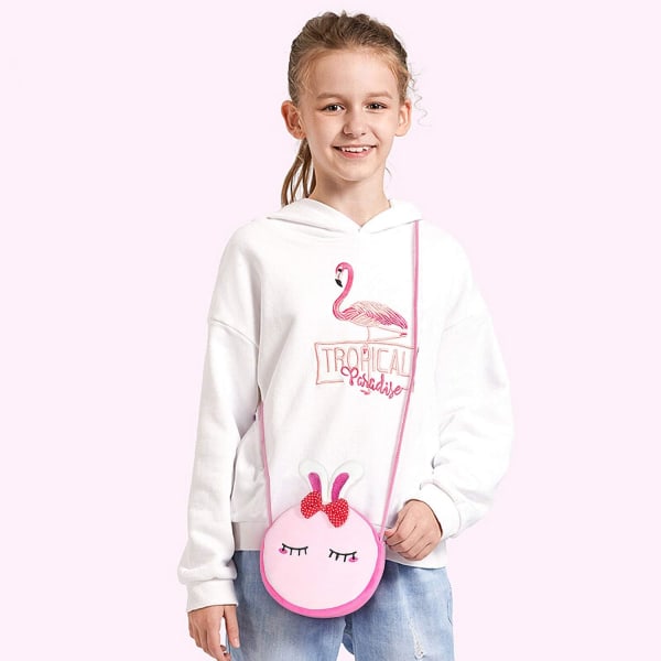 Söt liten flicka handväska Axelväska Plysch toddler Girl Small Crossbody-väska (kanin)