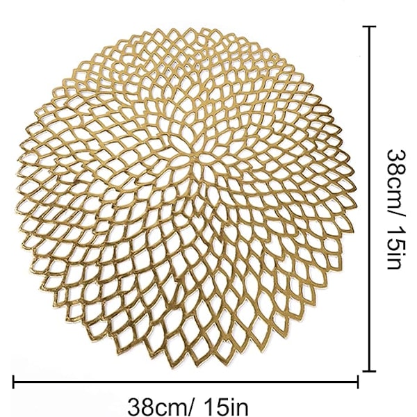 Bordstablett Halkfri tvättbar PVC bordstablett set med 6 bordstabletter Eleganter Värmebeständig för kök Restaurang guld