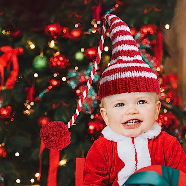 Ylle hand stickning barns fotografi lång svans ba hatt nyfödd tecknad tröja hatt Jul lång hatt