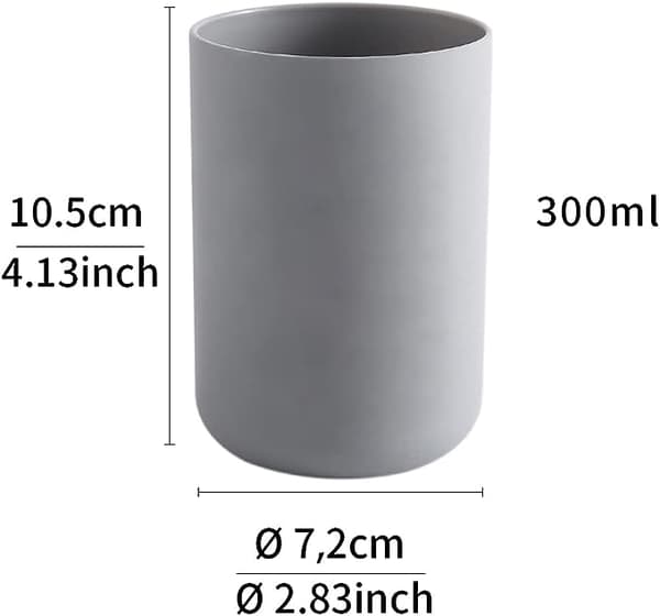 2 delar tandkoppar, tandborsthållare för badrum, mugg, plastmugg 300 ml (grå och grå)