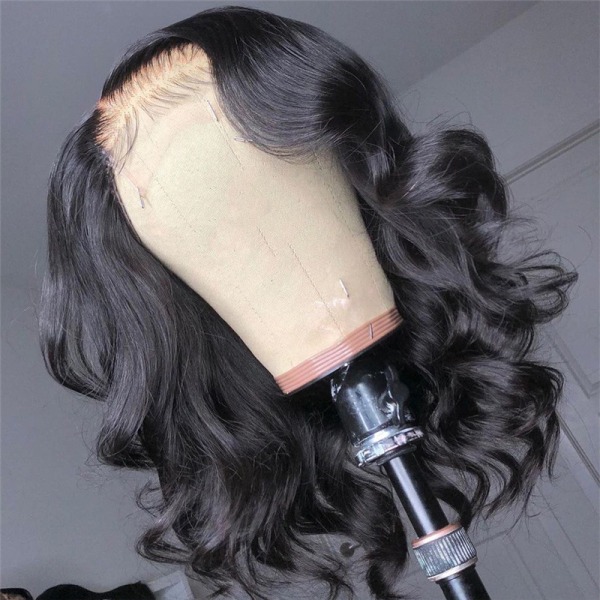 Färgad peruk mode kvinnor medellångt lockigt hår mittdelen våg mikrocurl kemisk fiber peruk set 45cm