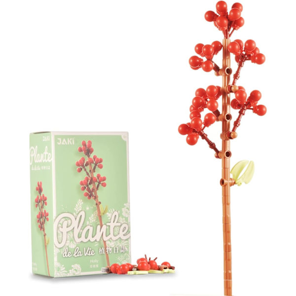 Flower Building Block Kit, Creative DIY Flowers Botanical Collection Byggstensleksak för vuxna Jul Alla hjärtans heminredningskontor Winterberry