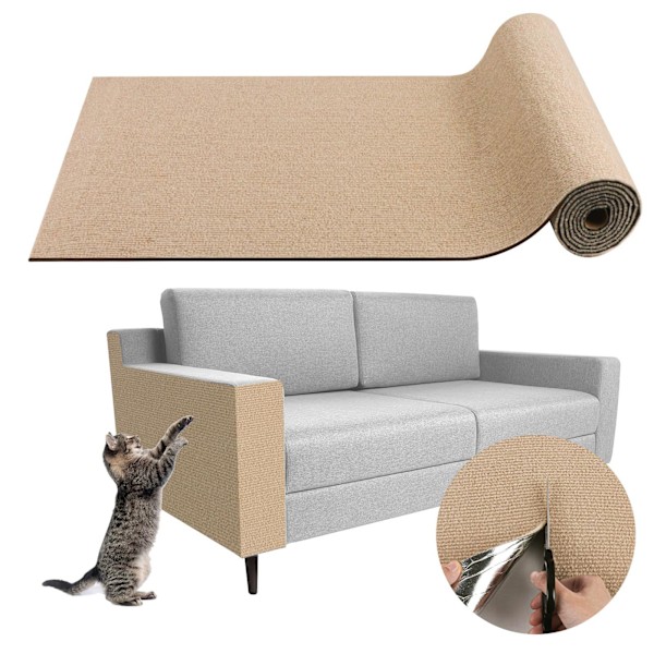 Selvklæbende kradsemåtte – kradsemåtte til katte – individuelt tilskærlig, beskytter sofamøbler og vægge, egnet til forskellige møbler og vægge khaki 30cm*60cm