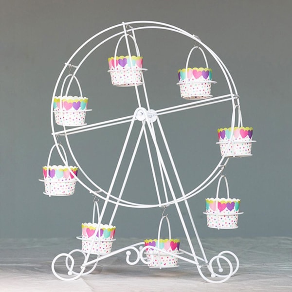 Metall pariserhjul Cupcake Hållare Bröllopsfödelsedagsfest Tårta Stand Display Rack