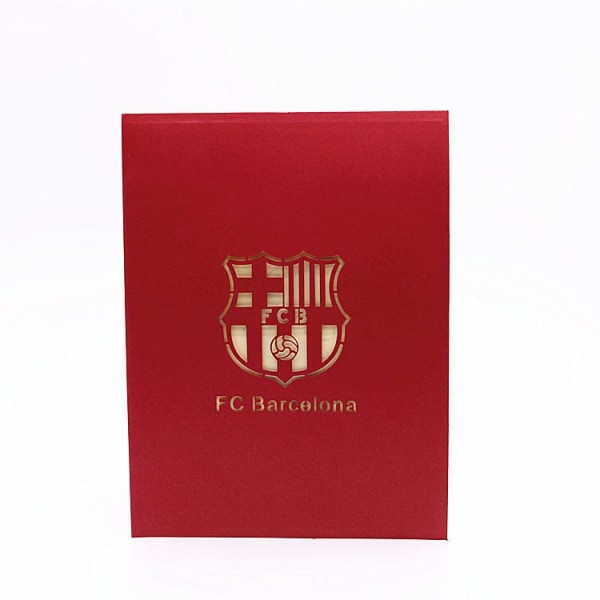 Fotboll Handgjort 3D Pop Up-kort, Fotboll Pop Up-kort, Födelsedagskort, Jubileumskort, Fars Dag-kort, Sportkort, för Män, Pappa, Son（FC Barcelona） röd