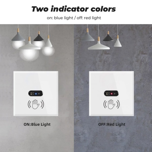 SMATRUL Vegg Smart Lysbryter Infrarød IR-sensor Ingen behov for berøring EU 220V 110V Glasskjermpanel Elektrisk strøm på av lampe white