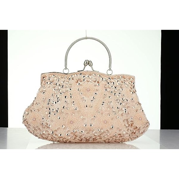 Beaded paljett Flower Evening Handväska Stor Clutch