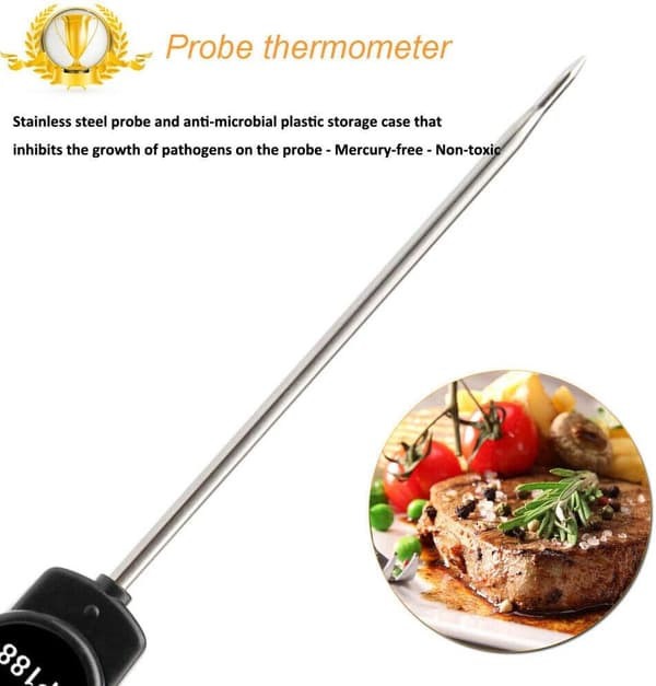 Digital kökstermometer Mattermometer Lång Instant Sond 5 sekunder LCD-storskärmstermometer för bakverk, kulinariska, köttmjölk, grill, paste