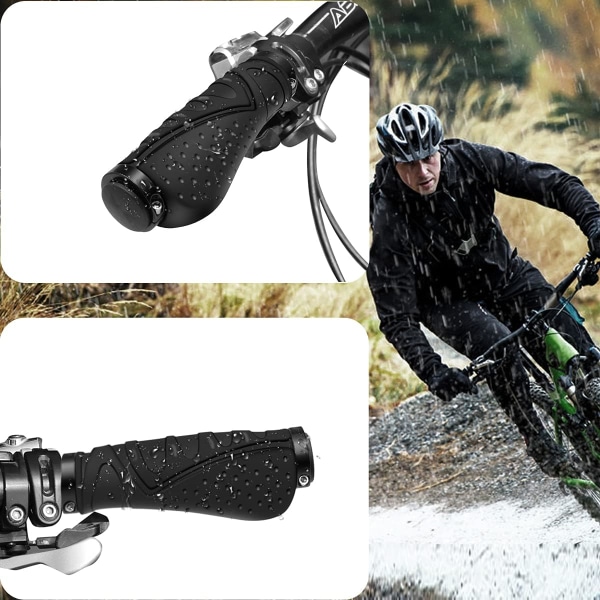Cykelstyrhandtag Gummi Halkfritt ergonomiskt MTB-grepp cykelhandtag med aluminiumlås Handtag, svart (22mm)