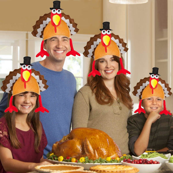 Sæt med 2 Thanksgiving Party Tyrkihatte Kostume Unisex Hat med Hale Gaver Festpynt Kostumer Nyhed Orange Tyrkihat