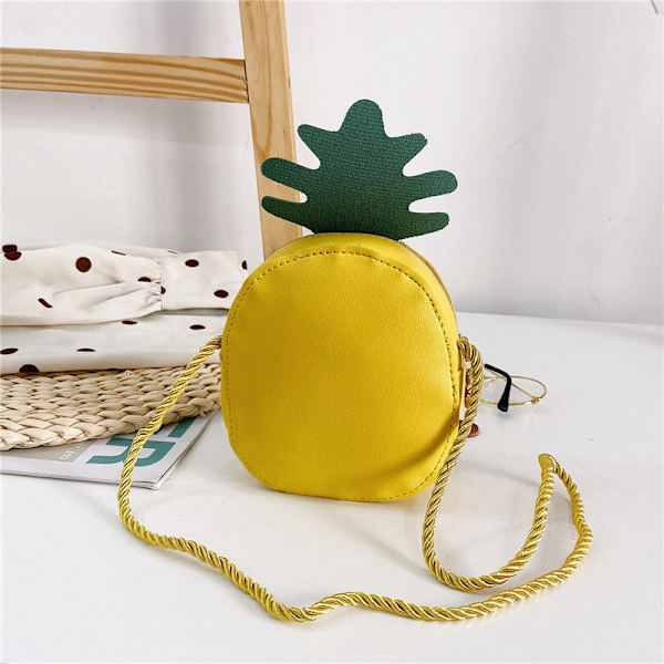 Mångsidig ananas axelväska, väska för flickor, handväska för flickor, miniväska (gul)
