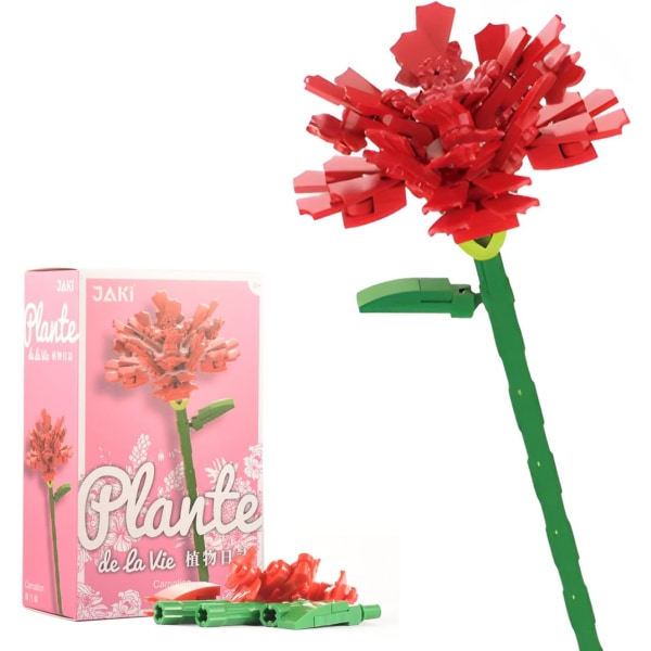 Flower Building Block Kit, Creative DIY Flowers Botanical Collection Byggstensleksak för vuxna Jul Alla hjärtans heminredningskontor Carnation