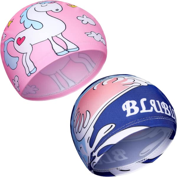 2 delar söta badmössor Cap för barn Tecknad elastisk cap i polyester Cap för pojkar Flickor 1-8 år gamla