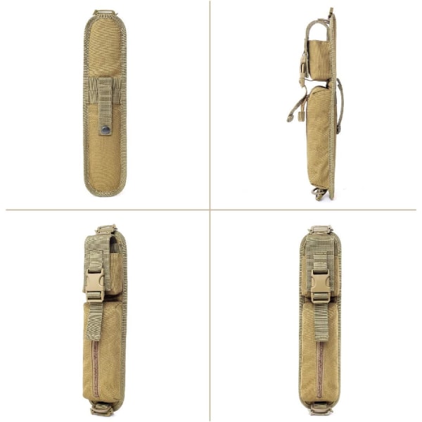 Multifunktionell ryggsäck Tillbehörsväska Fläkt Military Tactical Molle Ryggsäck Sling Bag Verktygsväska midjeväska (Khaki - 2 delar)