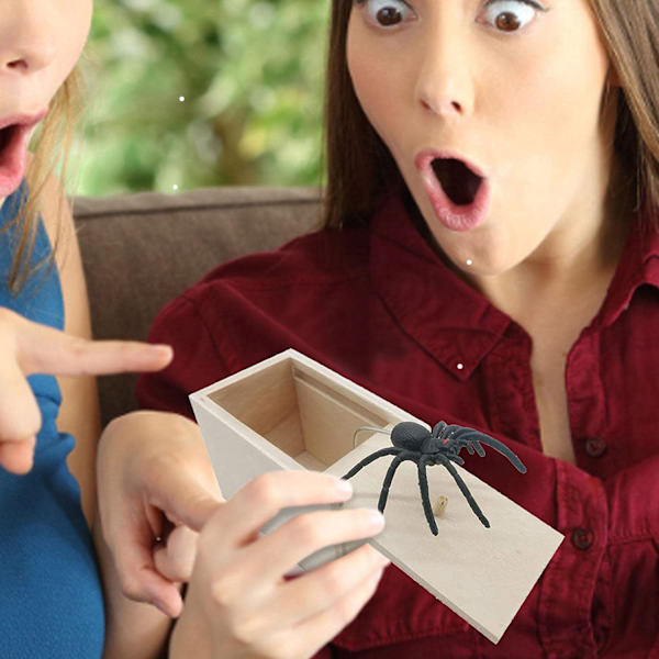 Spider Scare Prank Box, rolig skrämsellåda i trä, Handgjord Rolig Prank Leksak, Praktisk Spider Box Prank Prank Presentleksak för barn Vuxna