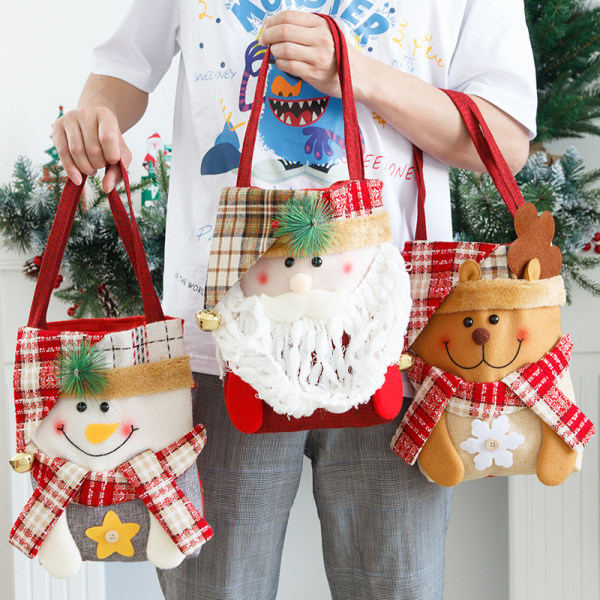 3 nya julklappspåsar Julväska presentpåse dekorativa föremål Kreativ stereoskopisk presentpåse 30*22cm