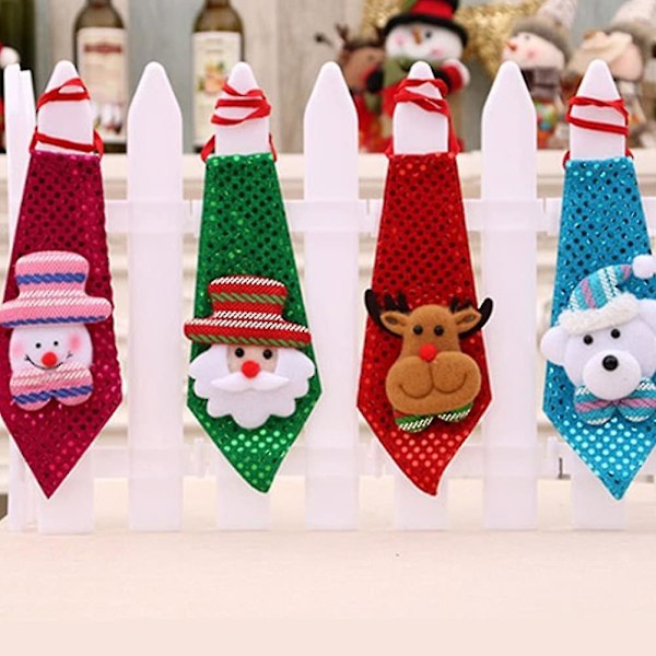 4 stykker julesequinsslips Julemand snemand rensdyr slips julefest udklædning familiefest