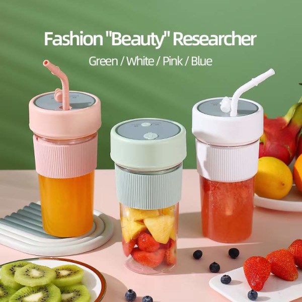 2024 Ny Wireless Juicer Portable With Straw Outdoor Fruit Cup Household Mini Juicer Cup Usb Charging Small Juicer white