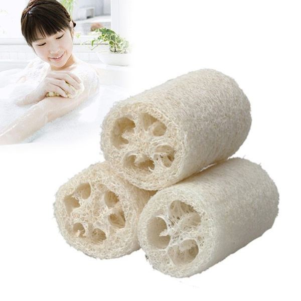 3st Naturlig Loofah Bad Dusch Svampborstar Kroppsryggborste Scrubber