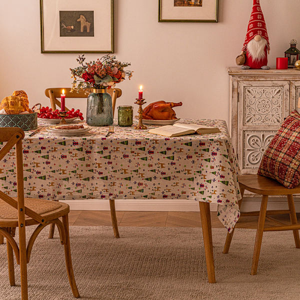 Julklapp Printed bordsduk Nyår Jul Dekorativ spetsimitation Bomull Linne Bordsduk Fotografi Bakgrund (trevlig helg)