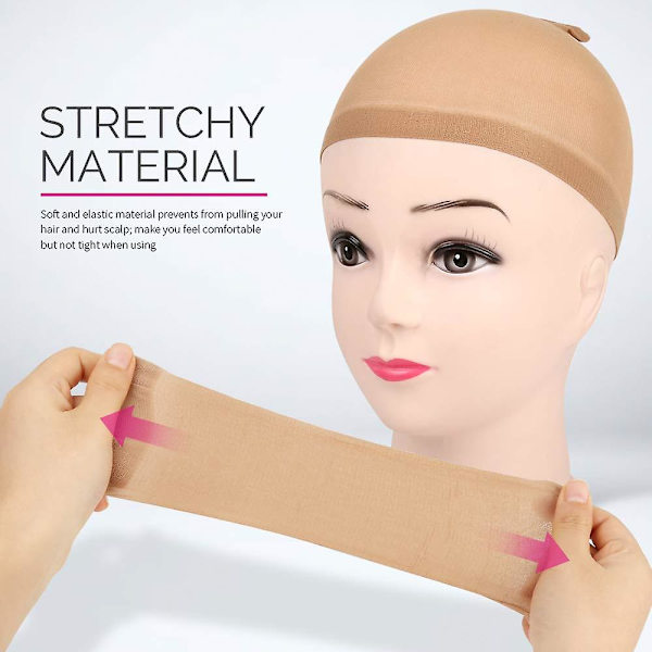 4 st Ljusbrun strumpa Peruk Kepsar Stretchy Nylon Mesh för kvinnor
